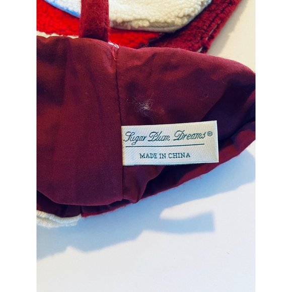 Sugar Plum Dreams Snowman Face Chenille Christmas Stocking Red White 19” - Picture 8 of 8